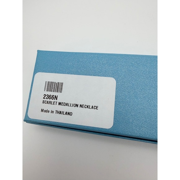 Touchstone Crystal by Swarovski Red Scarlet Medallion Necklace Silver Plated - Picture 4 of 4